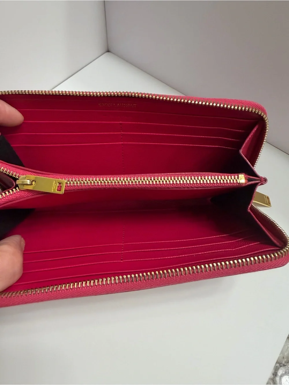 Saint Laurent monogram zip around continental wallet